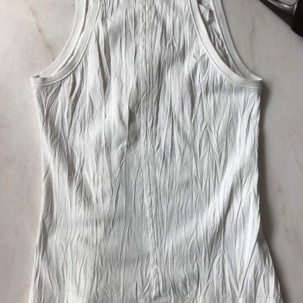 HELMUT LANG Optic White Crinkled Jersey Tank Large - Picture 8 of 8